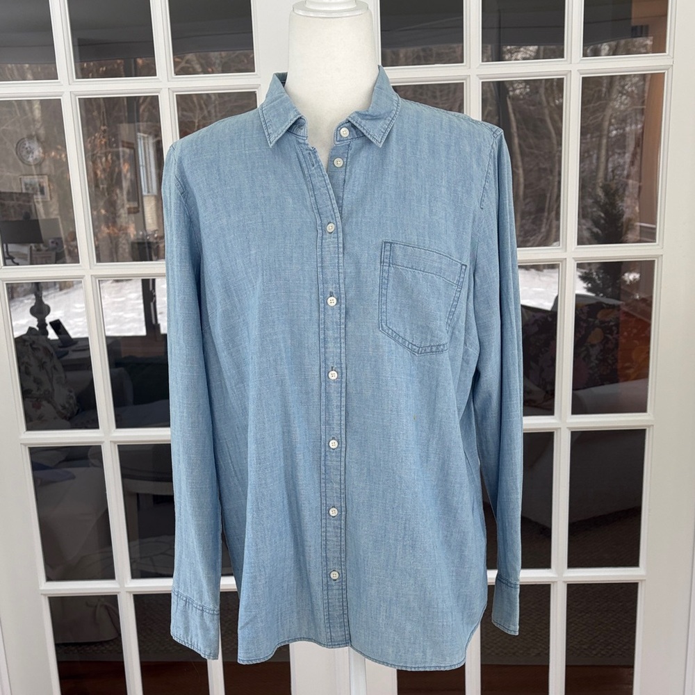 J Crew Chambray Button Down Blouse NWT - image 1